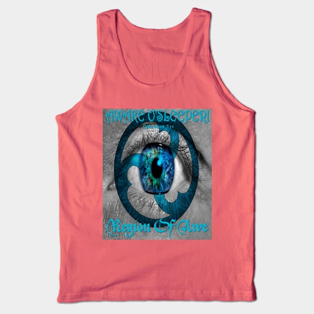 AWAKE&ARISESONGREGIONOFAWEBANDLOGOCOPYRIGHT2016OOPILLC Tank Top by regionofawe